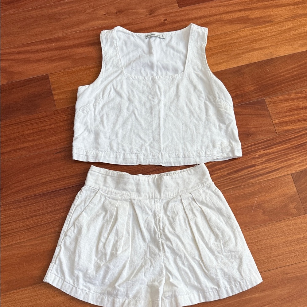 Abercrombie White Linen Top and Shorts Set